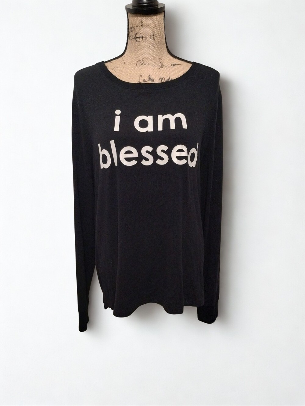 Peace Love World I Am Blessed Knit Top Women's Size XL